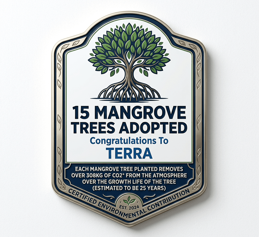 15 Mangrove Trees Adopted — Certified Environmental Contribution