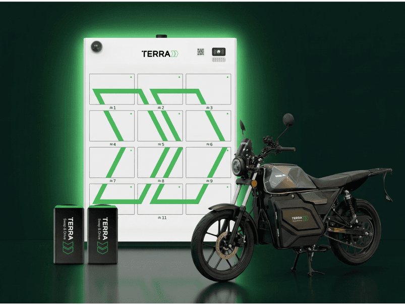 Terra BSS station with bike and batteries